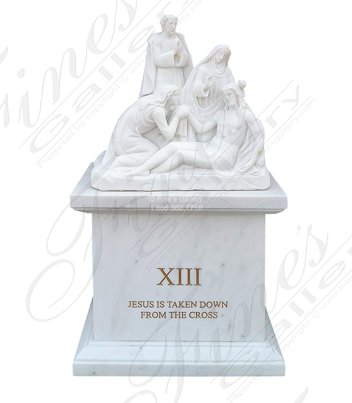 Marble Statues  - The Fourth Station Of The Cross In Hand Carved Marble - MS-1543